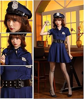 Amazon.co.jp: [JUNDOMECY] ハロウィン コスプレ ポリス レディース 紺