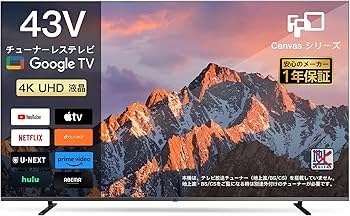 Amazon | FPD チューナーレステレビ 43V型 4K Google TV ネット動画