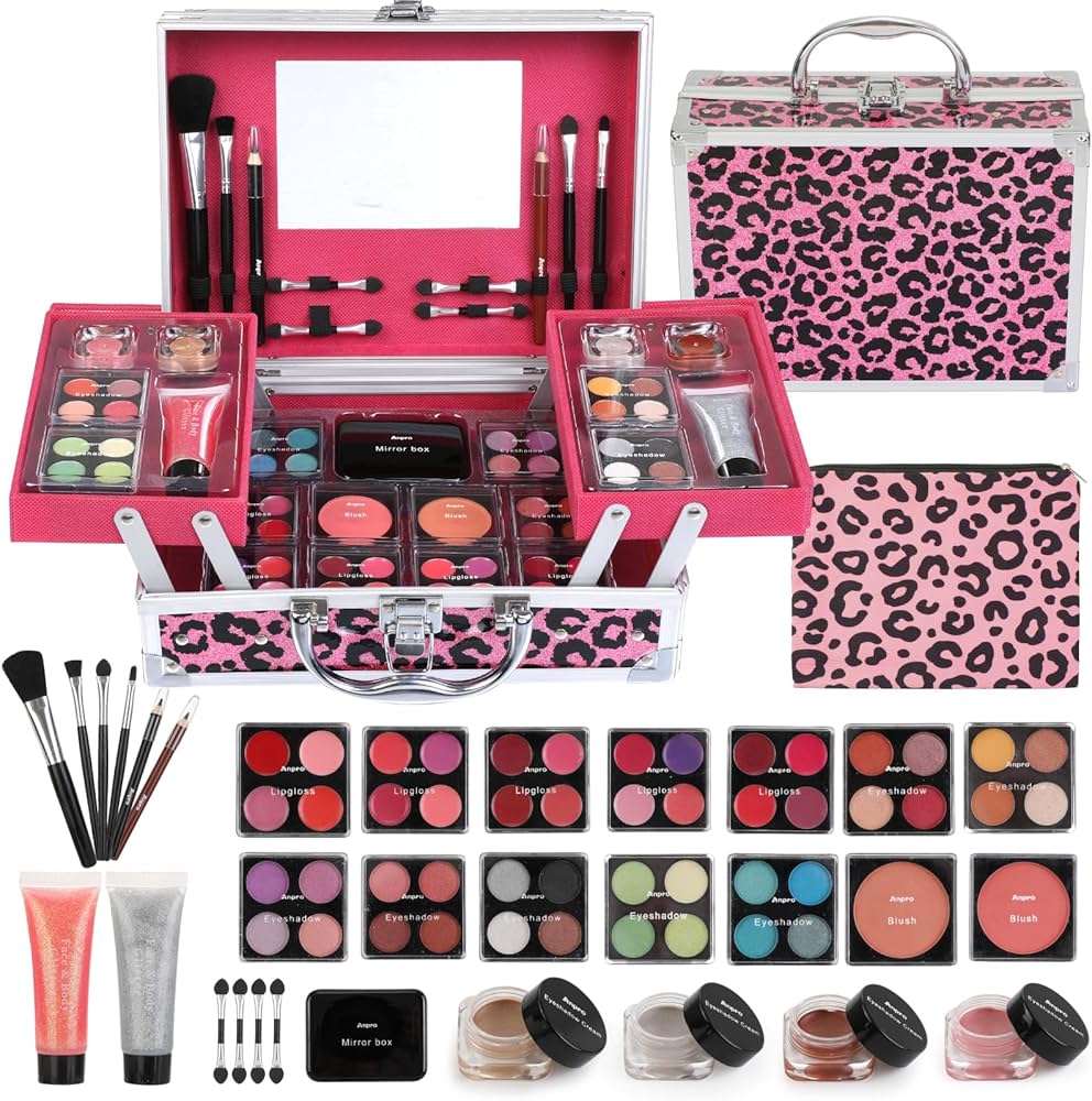 Amazon.com : Anpro All-In-One Leopord Double Folding Makeup Kit
