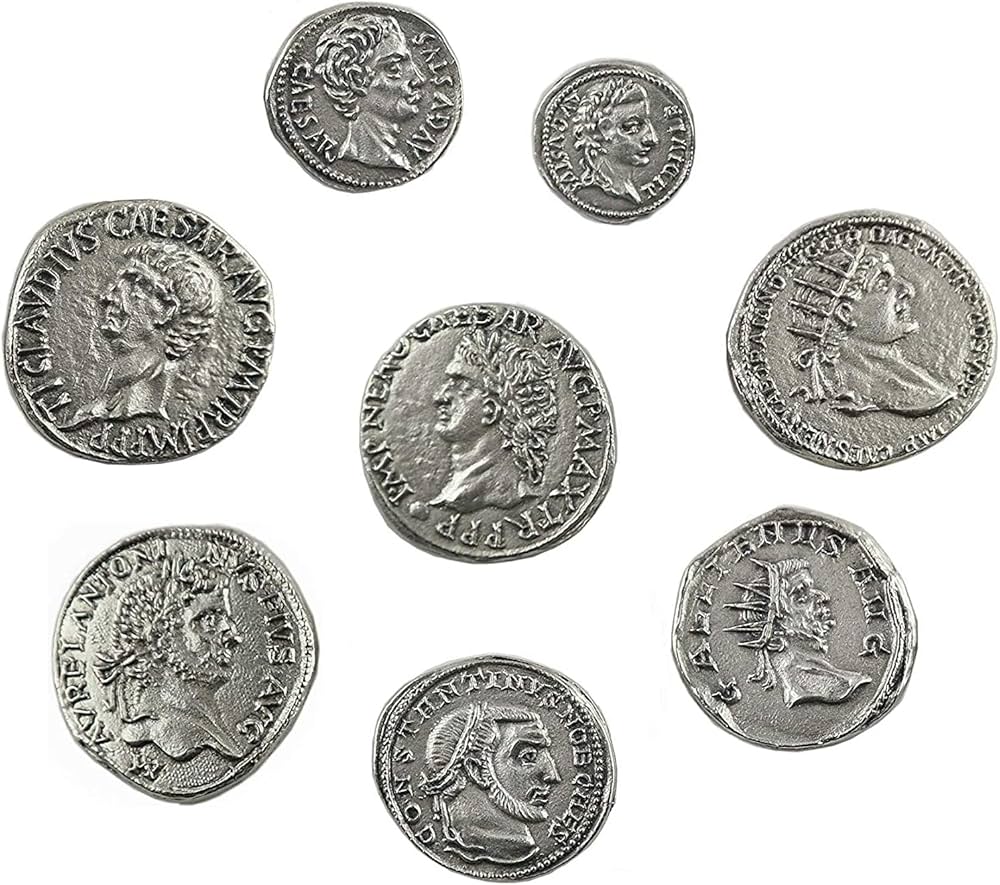 Amazon.com: Lazzaroitaly Roman metal coins. 8-piece set. Galvanic
