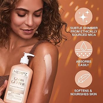 Hempz Glow Getter Body Lotion, Hydrating Moisturizer with Shimmer