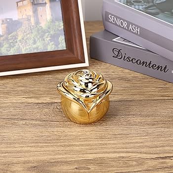 Amazon.com: Hipiwe Rose Shape Vintage Jewelry Box - Gold Metal