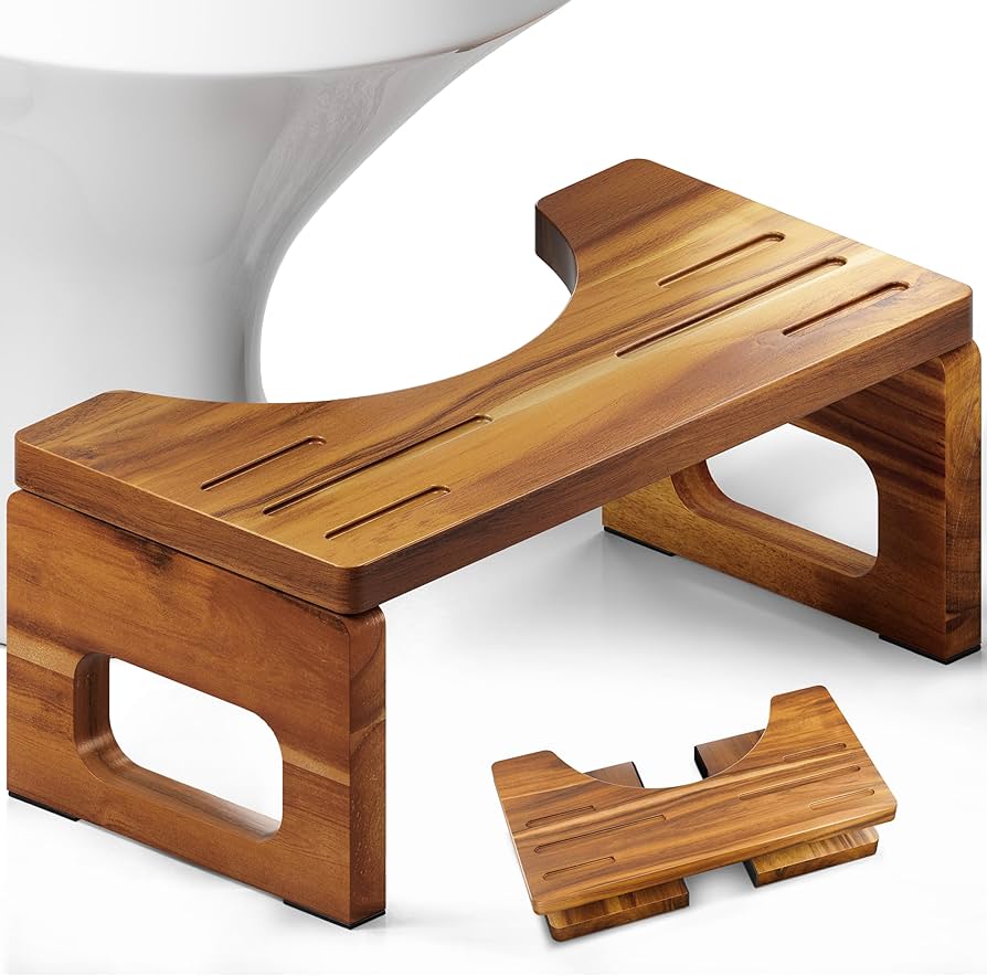 Amazon.com: BLUEWEST Foldable Toilet Stool, Acacia Wood Poop Stool
