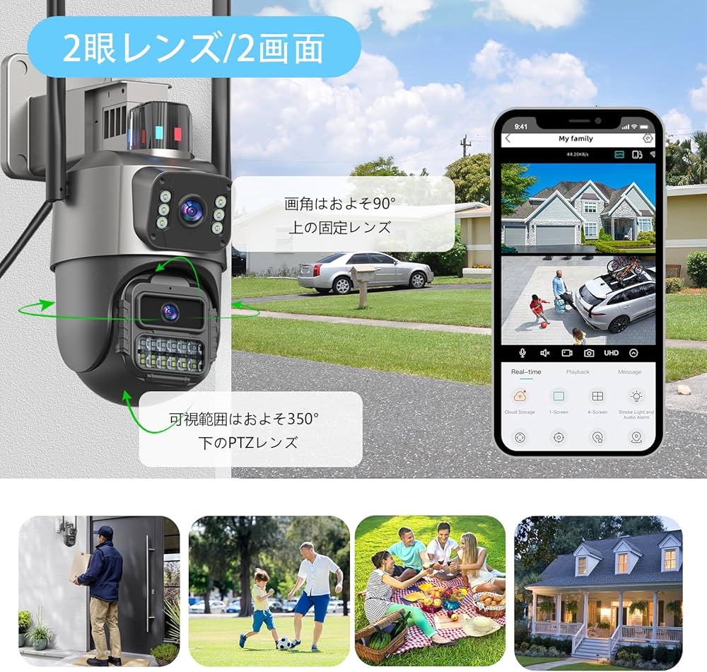 Amazon.co.jp: 防犯カメラ 屋外/室内 二つ監視画面・パンチルト・夜間