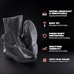 Amazon.com: KRONOX Motorcycle Boots for Men - Black Waterproof PU