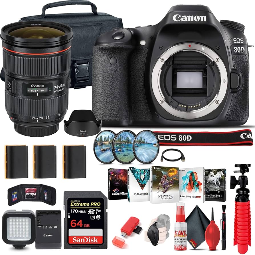Amazon.com : Canon EOS 80D DSLR Camera (Body Only) (1263C004) +