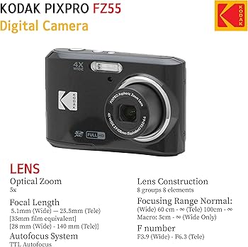 Amazon.com : KODAK PIXPRO FZ55 16MP Digital Point & Shoot Camera