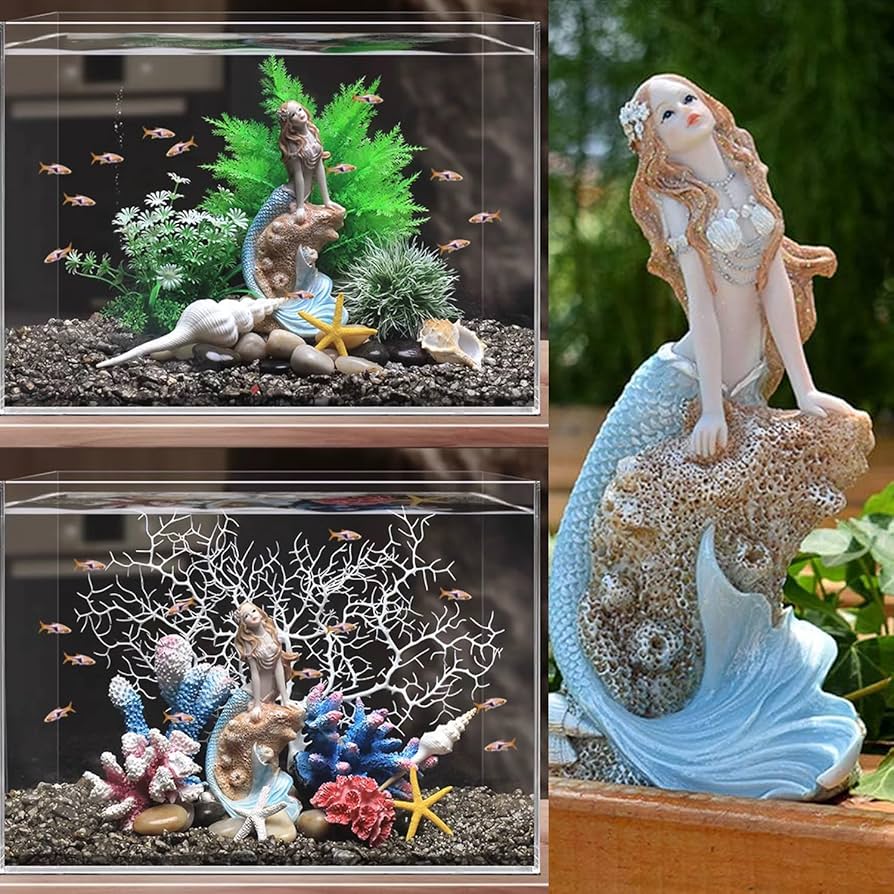 Amazon.co.jp: アクアリウム 水槽 オブジェ 人魚 人形 人魚姫装飾