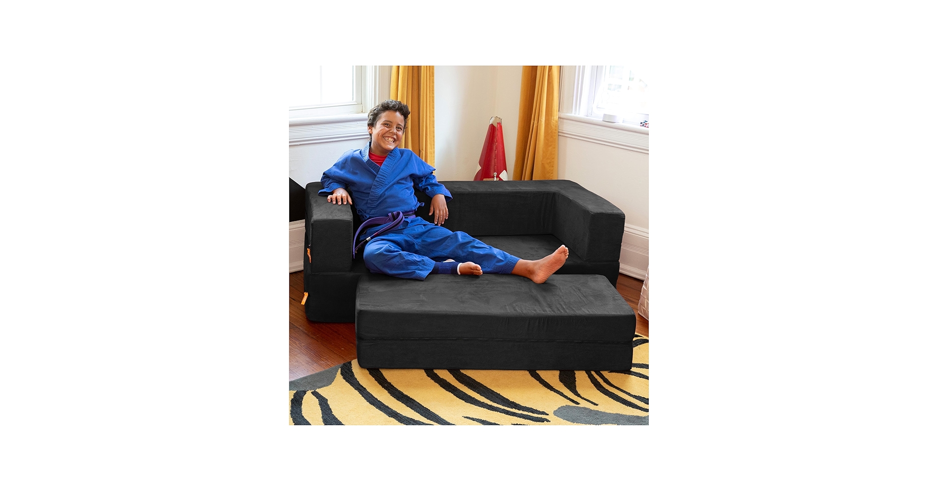 Amazon.com: Jaxx Zipline Kids Sofa & Large Ottoman, 3 in 1 Fold