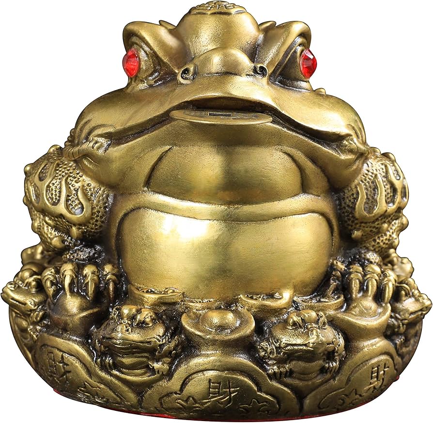 Amazon.co.jp: BoBo Style 九子蟾 蟾の王様 金蟾 財を集めるカエル 三