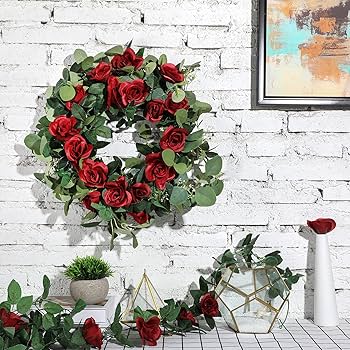 Amazon｜Syhood 人工ローズガーランド バラのつる 葉 バナー 吊り下げ