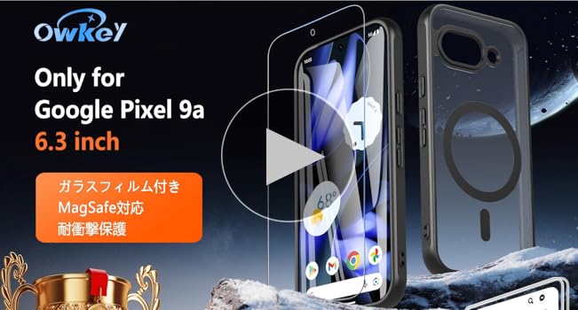 Amazon.co.jp: OWKEY Google Pixel 9a ケース 【ガラスフィルム付き