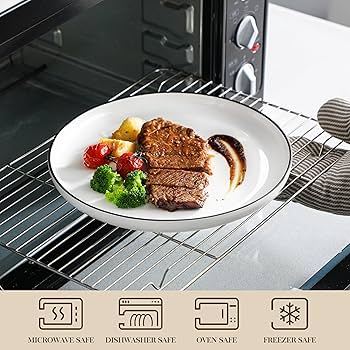 MALACASA Plates and Bowls Sets, 24 Pieces Modern Porcelain