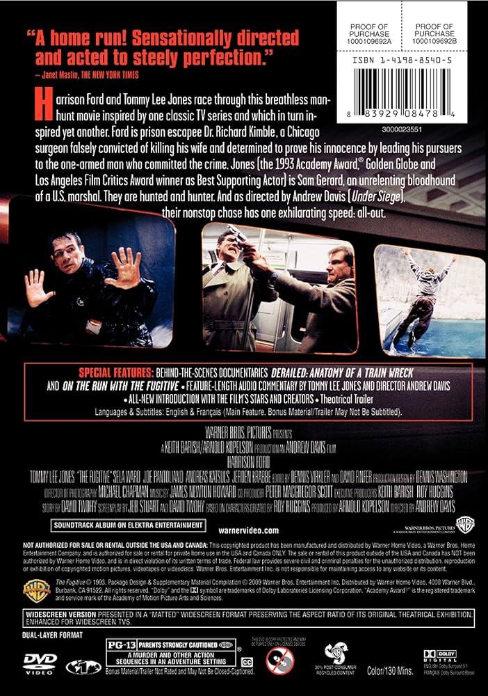 Amazon.com: Fugitive, The (DVD) : Harrison Ford, Tommy Lee Jones