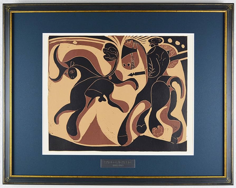 Amazon | パブロ ピカソ 『闘牛士と逃げる雄牛【酒神の宴、女、雄牛と