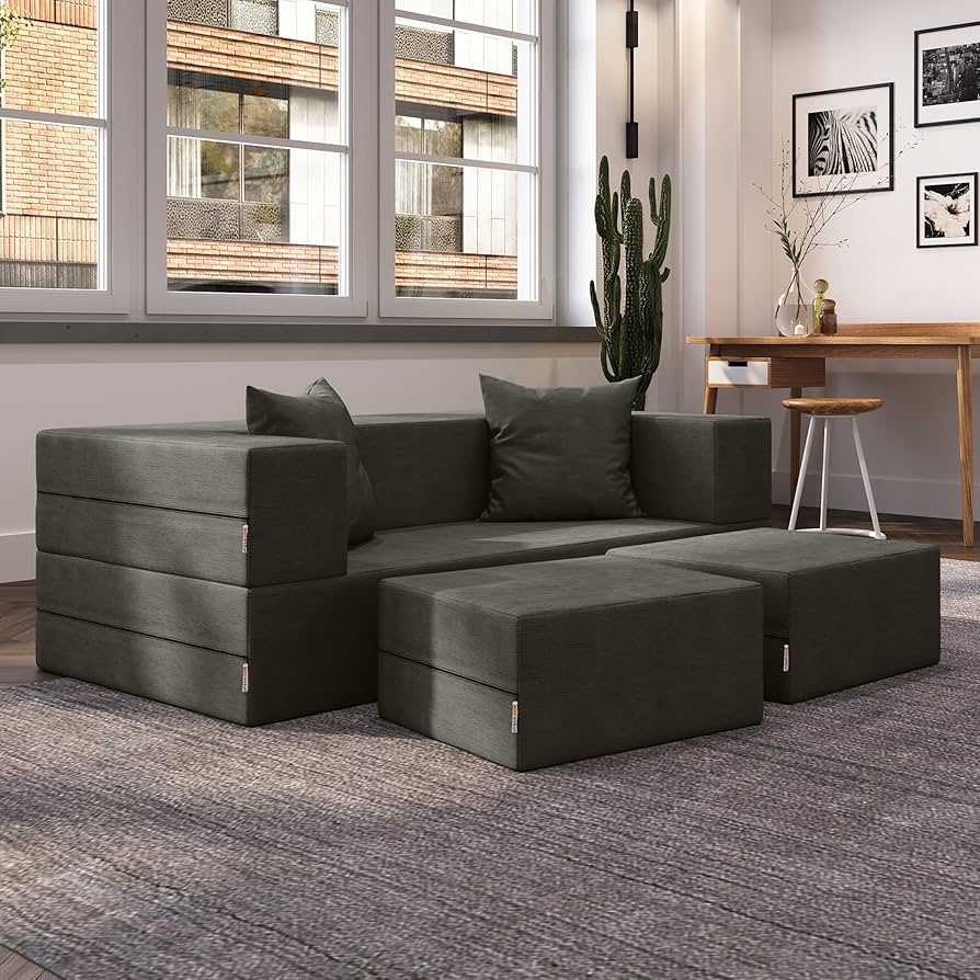 Amazon.com: Jaxx Zipline Convertible Sleeper Loveseat & Ottomans