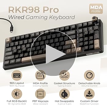 Amazon.com: RK ROYAL KLUDGE R98 Pro Creamy Mechanical Keyboard, 96
