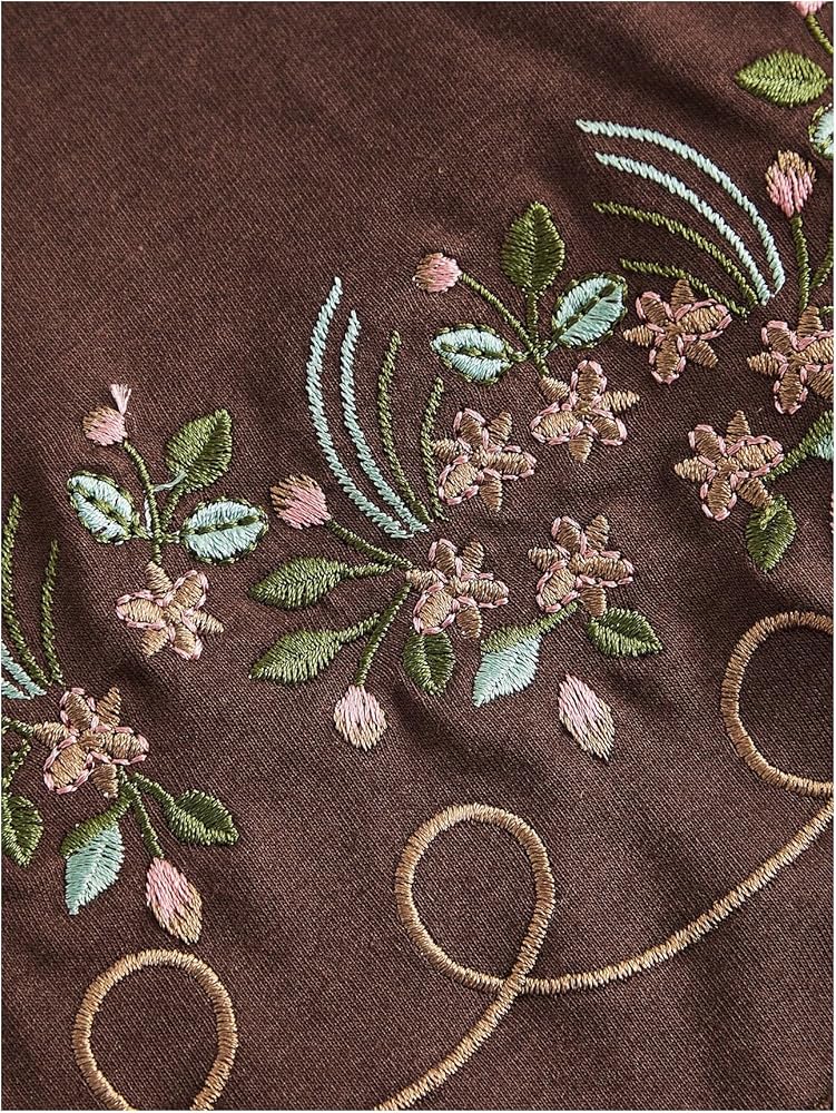 SOLY HUX Women's Floral Embroidery Cami Tops Tie Front Ruffle Hem