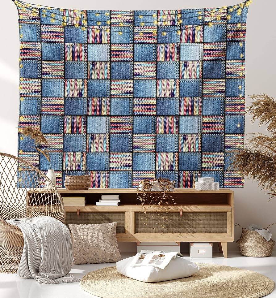 カップデザインのパッチワーク タペストリー ハンドメイド 壁掛け 洋風