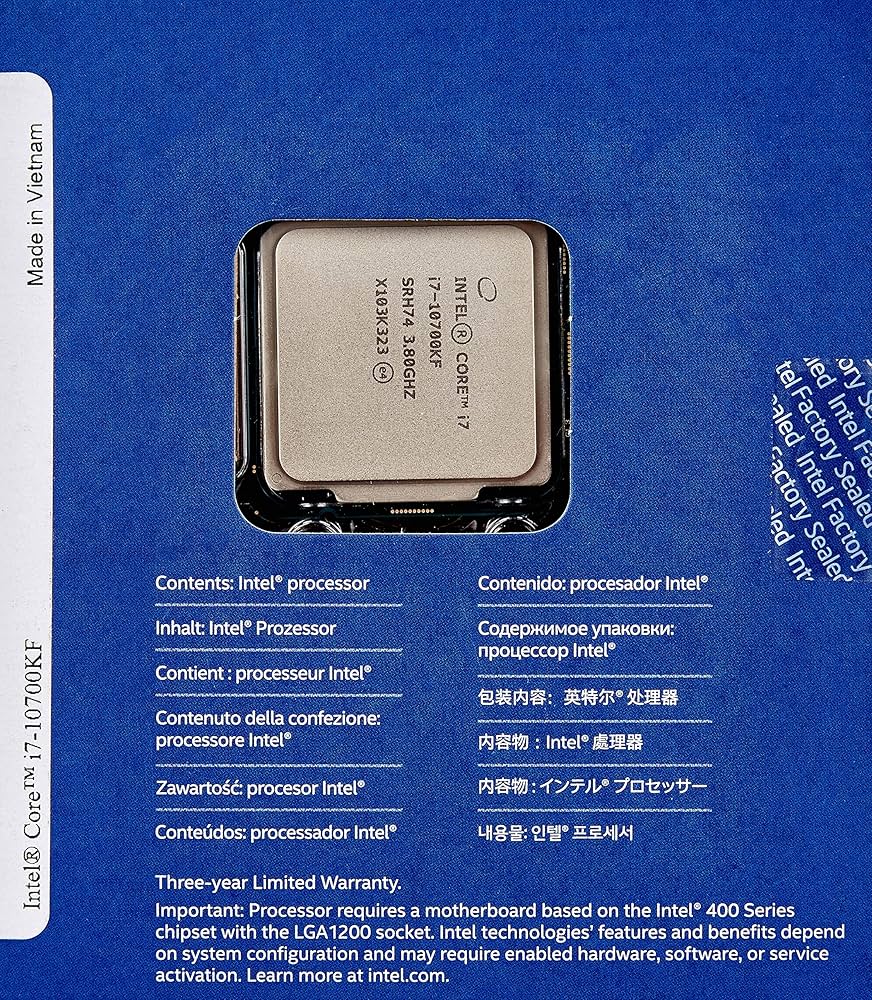 Intel® Core™ i7-10700KF Desktop Processor 8 Cores up to 5.1 GHz