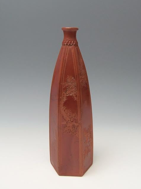 松代焼 褐釉白彩徳利 江戸時代後期〜明治時代頃 口径4センチ、底径9.5