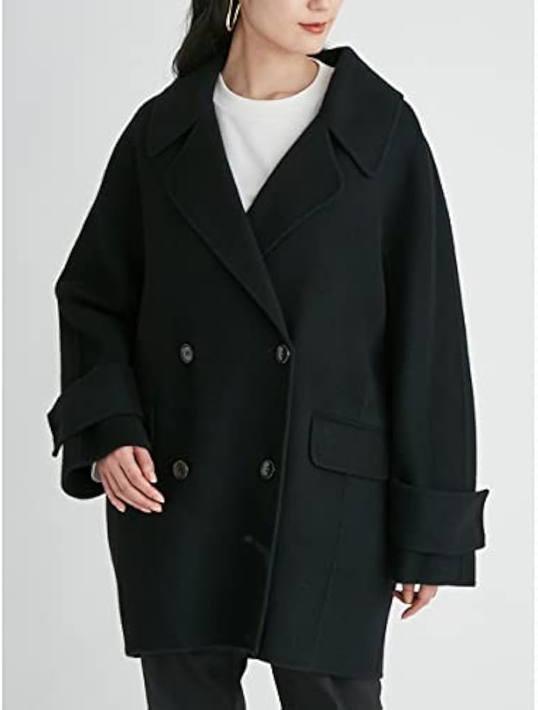 Amazon | [ミラオーウェン] フラップPKハーフ丈コクーン接結コート