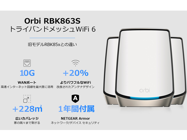 Amazon | NETGEAR Orbi WiFi6 AX6000 メッシュWiFi 3台セット 無線LAN