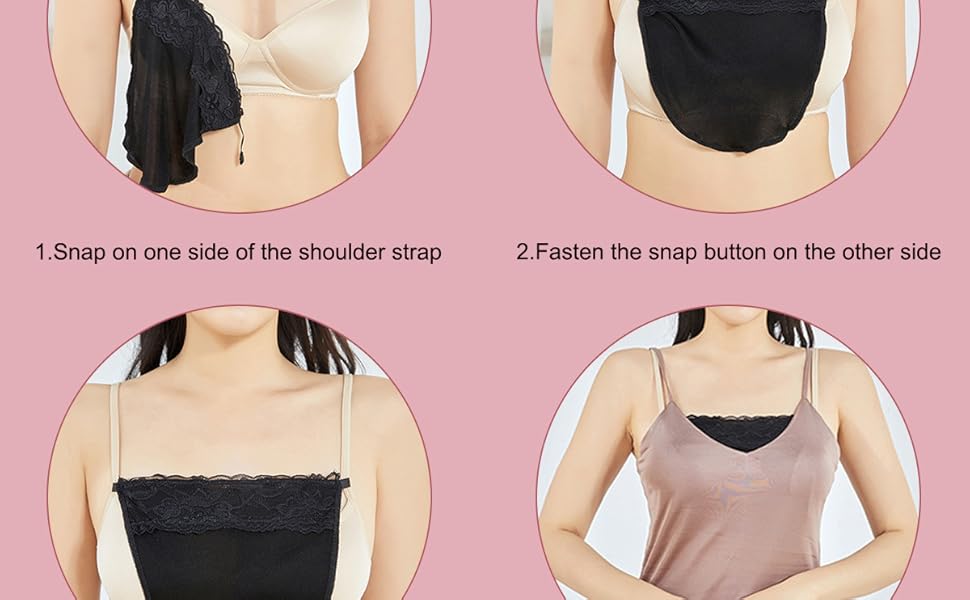 6 Pcs Lady Lace Clip-on Mock Camisole Bra Insert Overlay Modesty