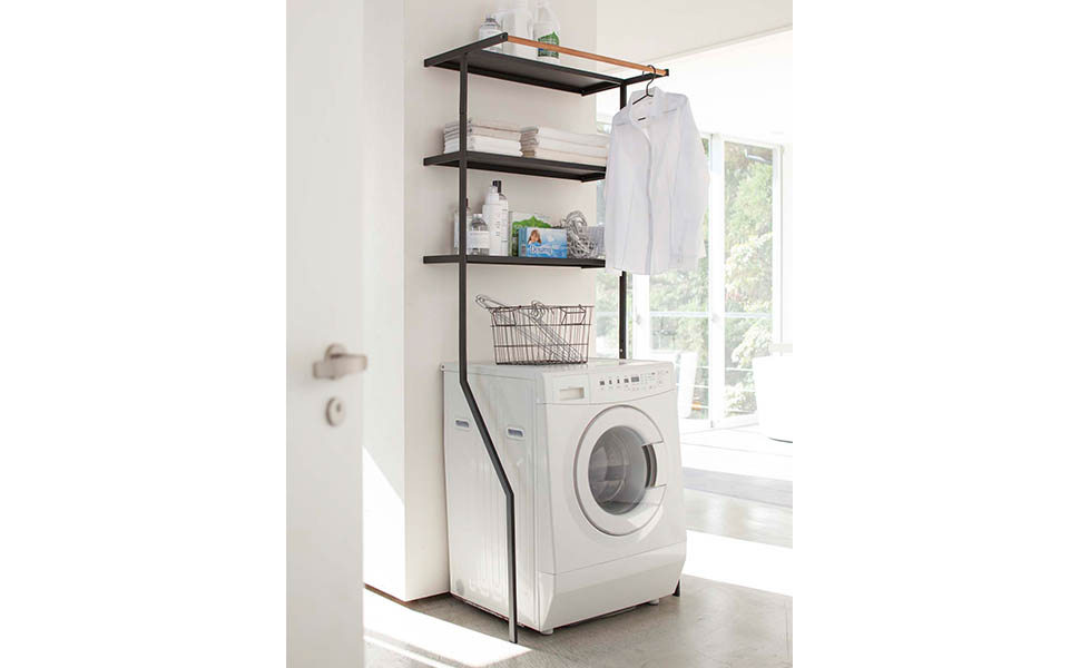 Amazon｜山崎実業(Yamazaki) 立て掛け ランドリーシェルフ ブラック 約