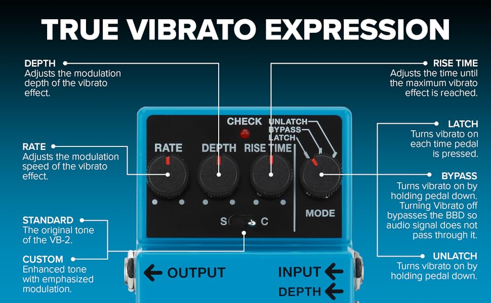 Amazon.com: BOSS VB-2W Vibrato | Premium Waza Craft Guitar Effect