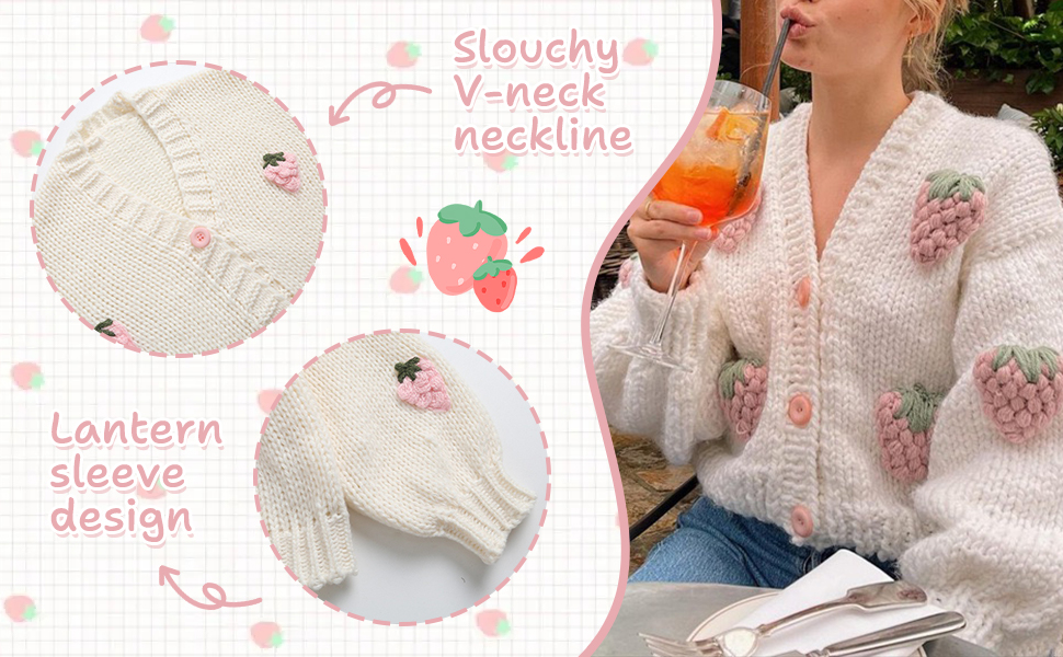 SYYRXB Kawaii Sweet Japanese Women's Fruit Strawberry Pink