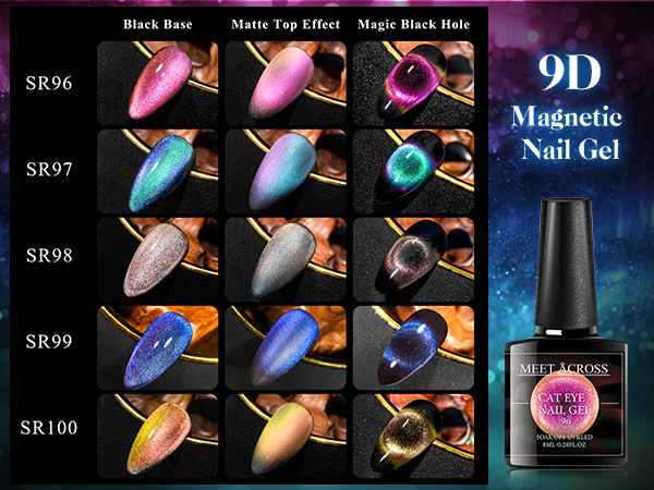 Cat Eye Gel Nail Polish Set Soak Off UV LED Light Starry Sky