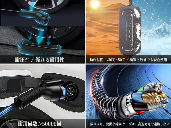Amazon.co.jp: SubSun EV 充電器 家庭用PHV/EV充電ケーブル 電気自動車