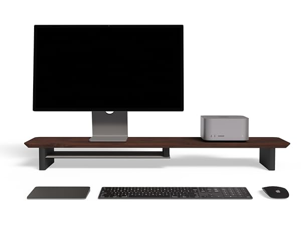 Amazon.co.jp: amesoba 木製 モニタースタンド 卓上 デスクシェルフ