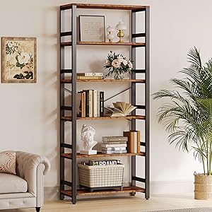 Amazon.com: IRONCK Bookshelf, 31.5in Wide Shelf 6 Tier Bookcase