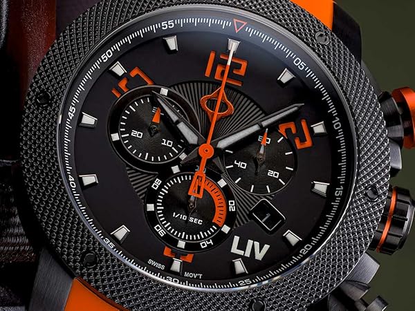 Amazon.com: LIV GX1 Swiss Made Chronograph 45mm 316L SS Case, 3D