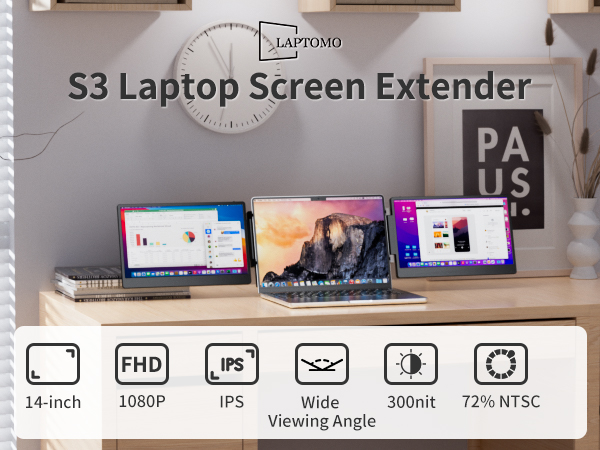 Amazon.com: S3 Laptop Screen Extender, 14'' Triple Portable