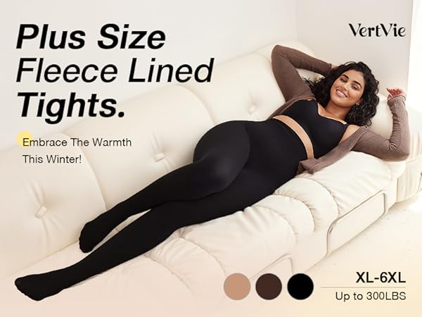 Vertvie Plus Size Fleece Lined Tights for Women Thermal Pantyhose