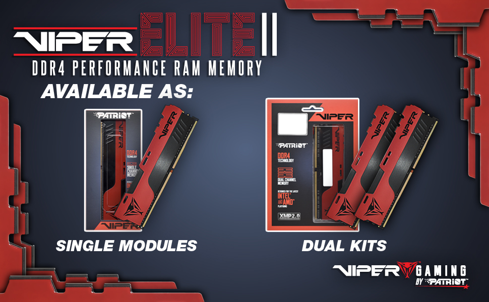 Patriot Viper Elite II DDR4 RAM 32GB (2X16GB) 4000MHz CL20 1.4v