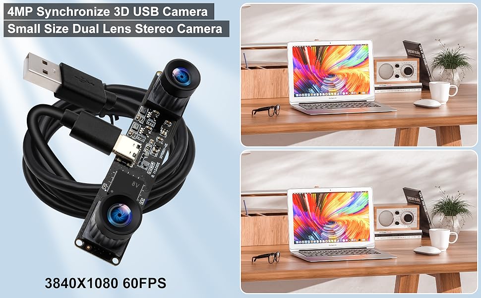 Amazon.co.jp: ELP 60fps 3Dステレオ同期USBカメラモジュール4MP 85度