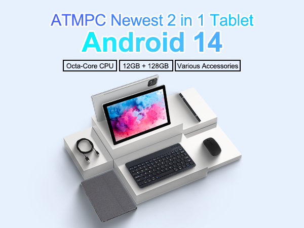 Amazon.com : ATMPC Tablet, 10 Inch Android 14 Tablets 12GB (4+8