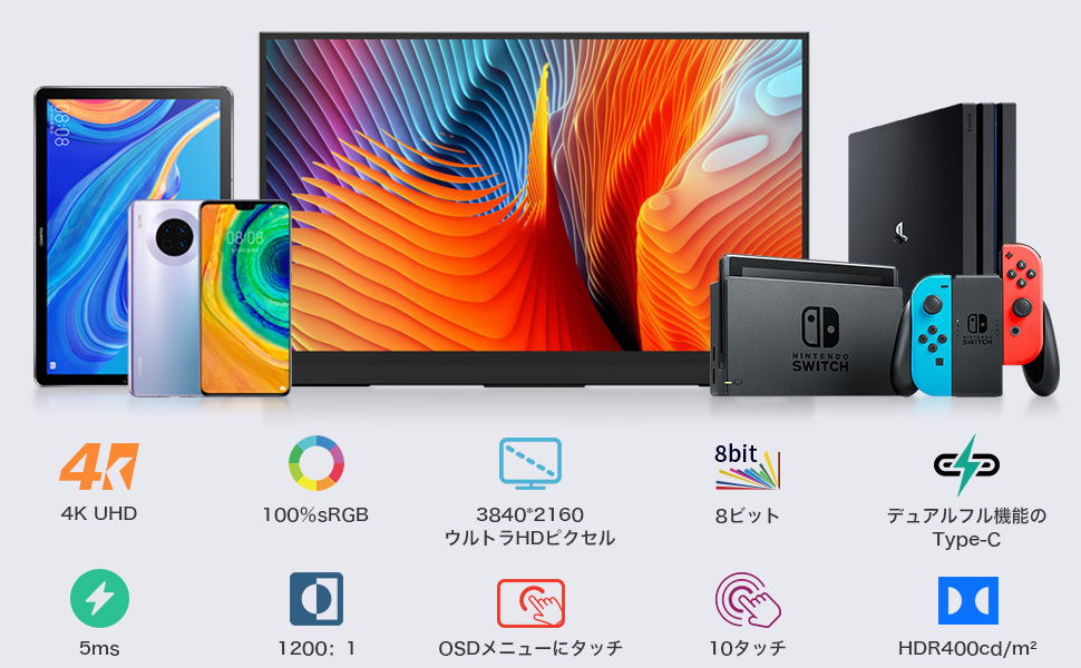 Amazon.co.jp: モバイルモニター 4k 14インチ GMKtec モバイル