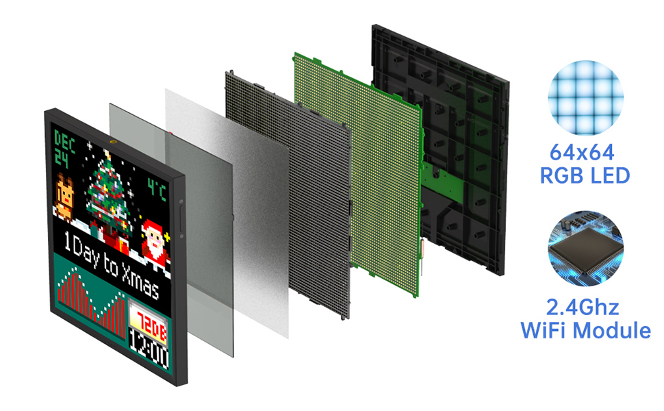 Amazon.co.jp: DIVOOM PIXOO64 64X64 ピクセルアートフレーム ドット絵