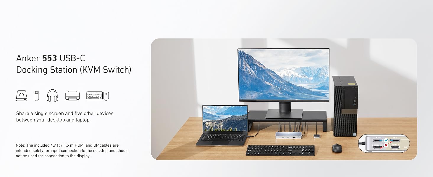 Anker 553 USB C Docking Station with KVM Switch Dual 4K Monitor