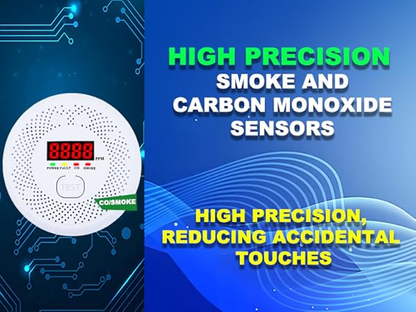 Vzmcov Carbon Monoxide and Smoke Detector LCD Display, Battery