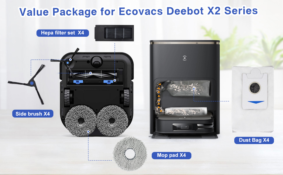 Amazon.co.jp: 16個交換用アクセサリーセットEcovacs Debot X2 Omni