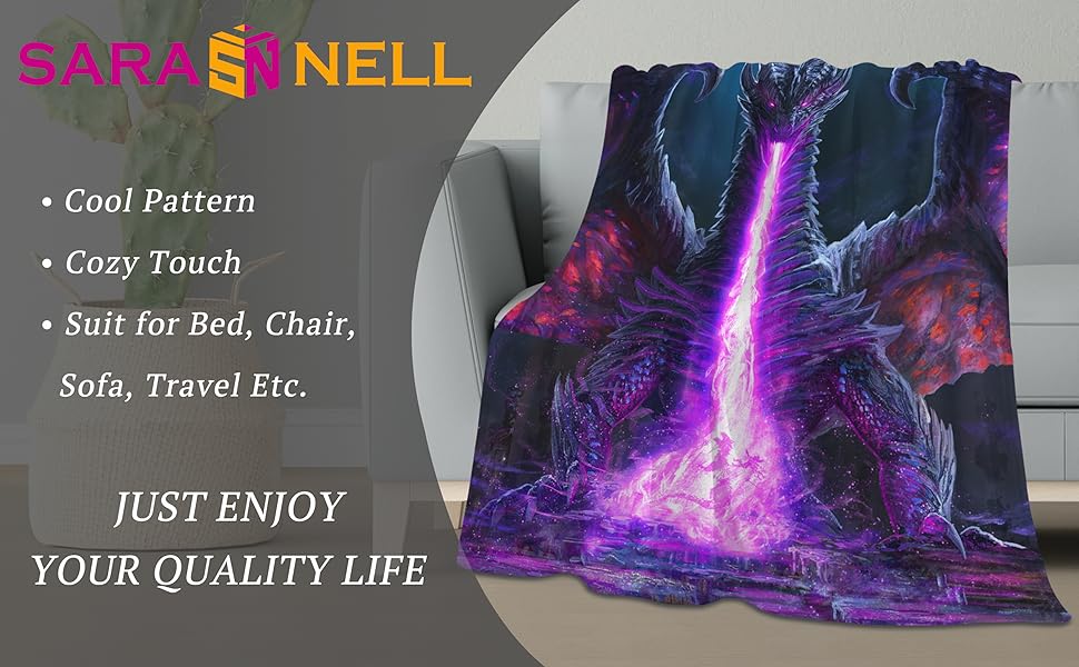 Amazon.com: SARA NELL Dragon Breath Throw Blanket, Purple Dragon