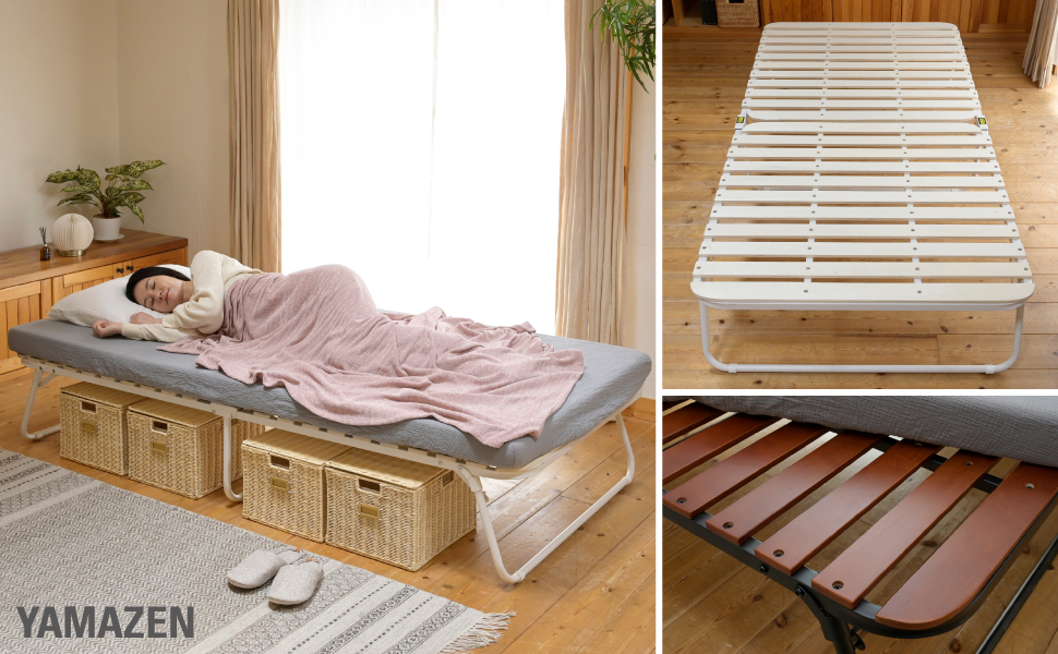 Amazon｜山善(YAMAZEN) ベッド すのこベッド 折り畳みベッド 【完成品
