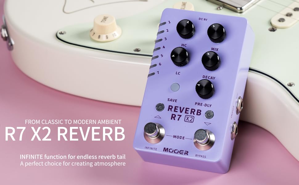 Amazon.com: MOOER R7 X2 Stereo Multi Reverb Pedal from Classic