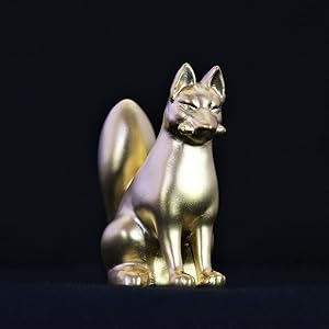 Amazon.co.jp: 日本黎明社 津田潔志作「金運霊狐」 純銀製24金鍍金